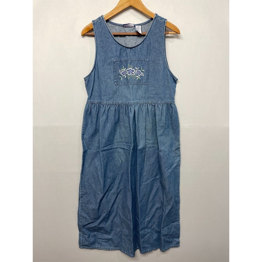 Vintage Erika & Co. Women Sleeveless Jean Denim Dress Size Medium M244 -17